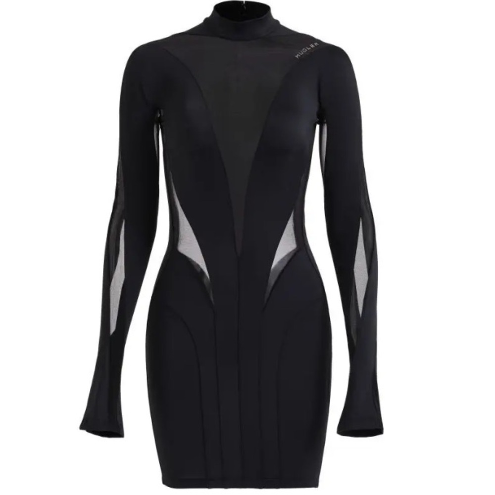 Mugler H&M Mesh-paneled Mini Dress